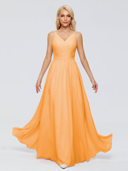 Morgan A-line V Neck Chiffon Bridesmaid Dresses