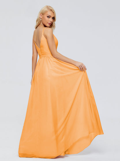 Morgan A-line V Neck Chiffon Bridesmaid Dresses
