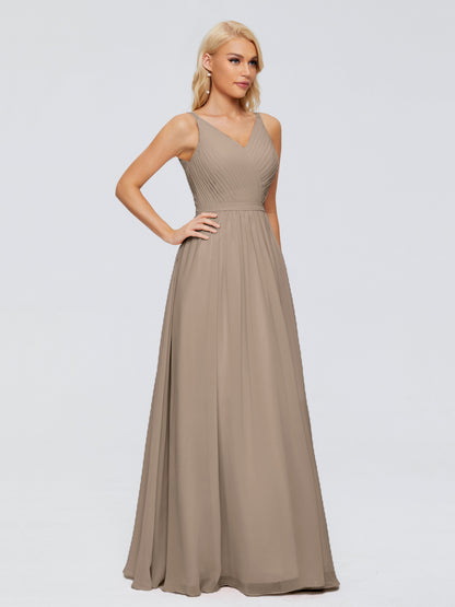 Morgan A-line V Neck Chiffon Bridesmaid Dresses