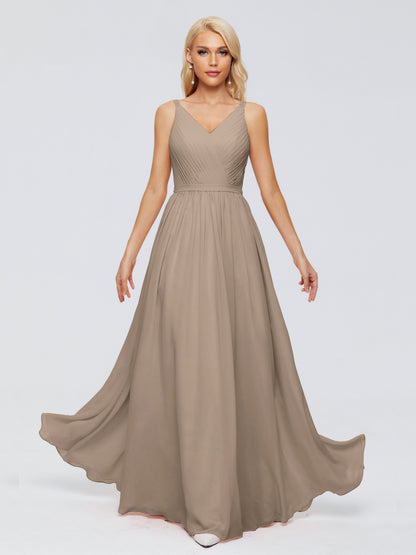 Morgan A-line V Neck Chiffon Bridesmaid Dresses