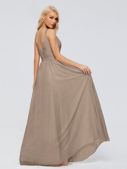 Morgan A-line V Neck Chiffon Bridesmaid Dresses