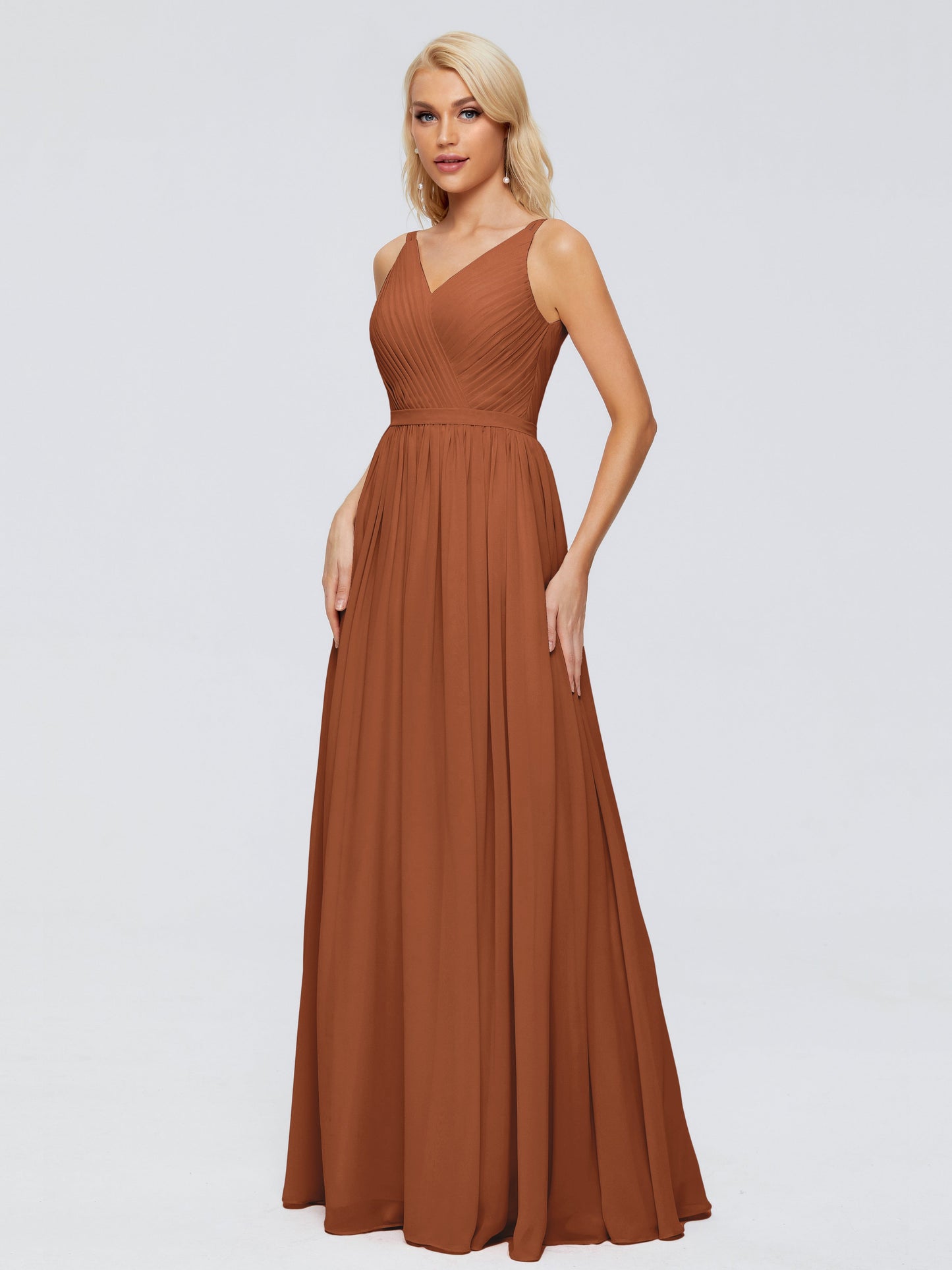 Morgan A-line V Neck Chiffon Bridesmaid Dresses