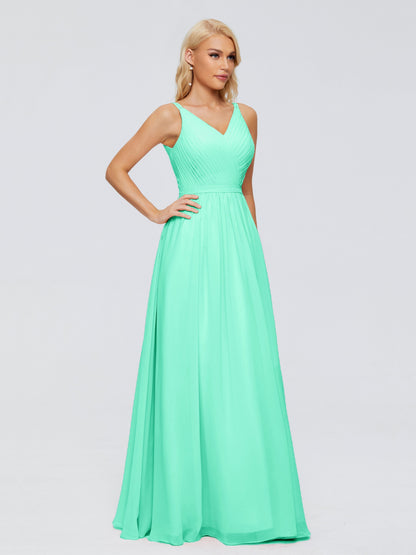 Morgan A-line V Neck Chiffon Bridesmaid Dresses