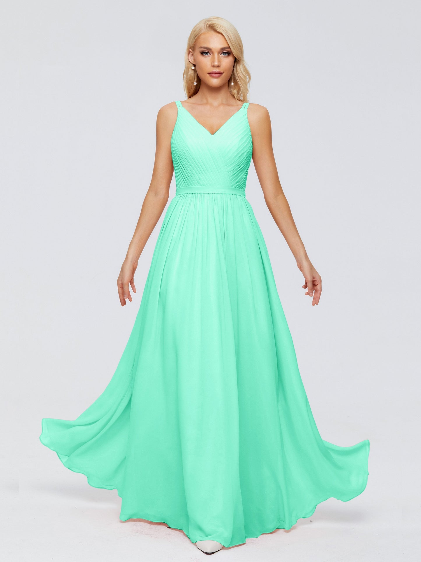 Morgan A-line V Neck Chiffon Bridesmaid Dresses