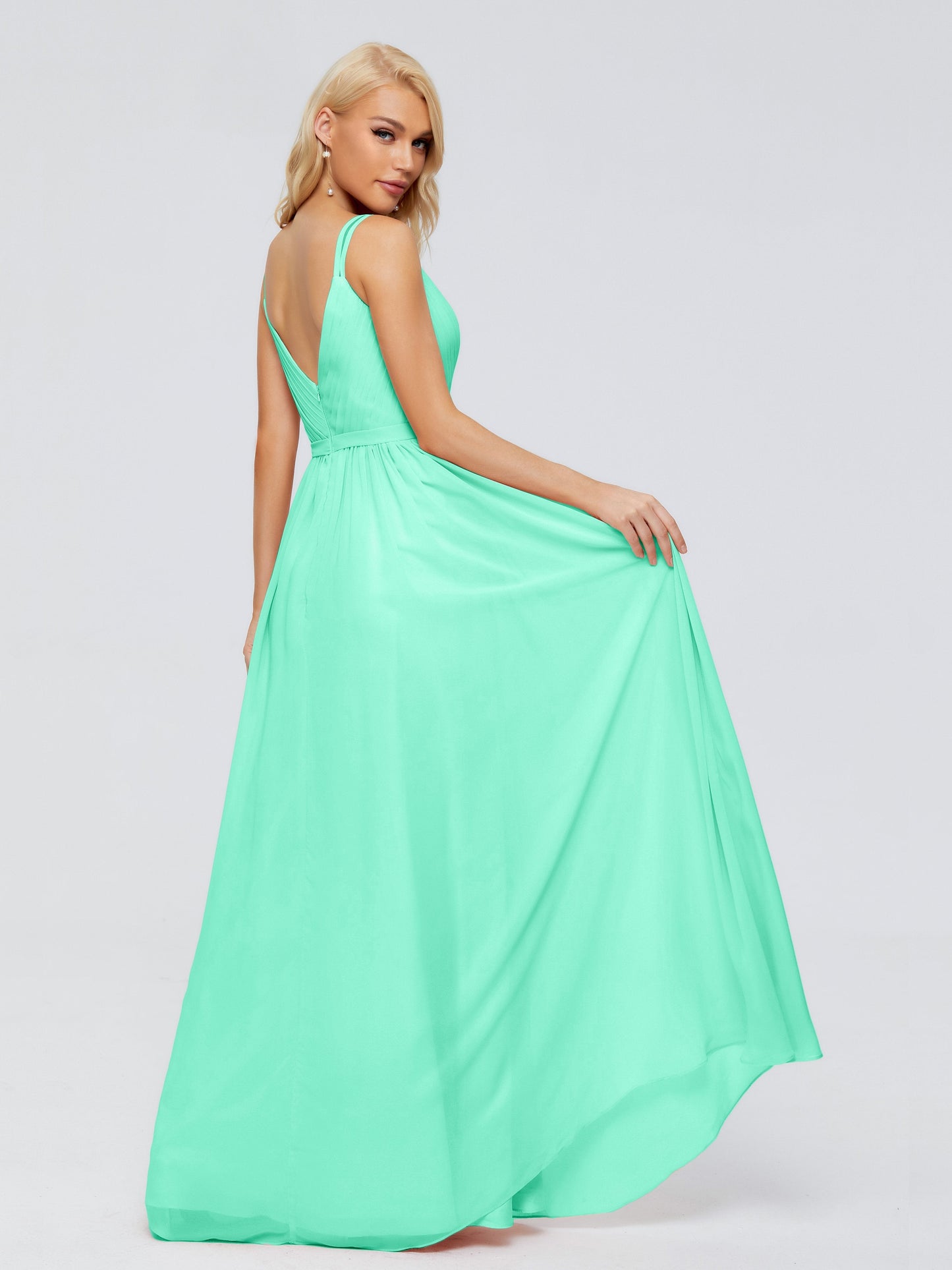 Morgan A-line V Neck Chiffon Bridesmaid Dresses