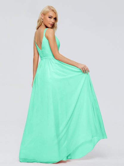 Morgan A-line V Neck Chiffon Bridesmaid Dresses