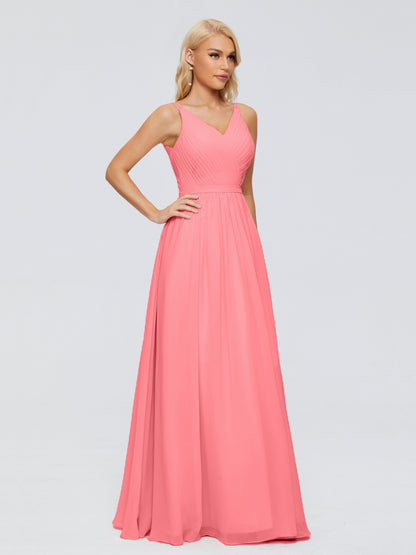 Morgan A-line V Neck Chiffon Bridesmaid Dresses