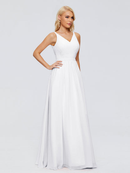 Morgan A-line V Neck Chiffon Bridesmaid Dresses