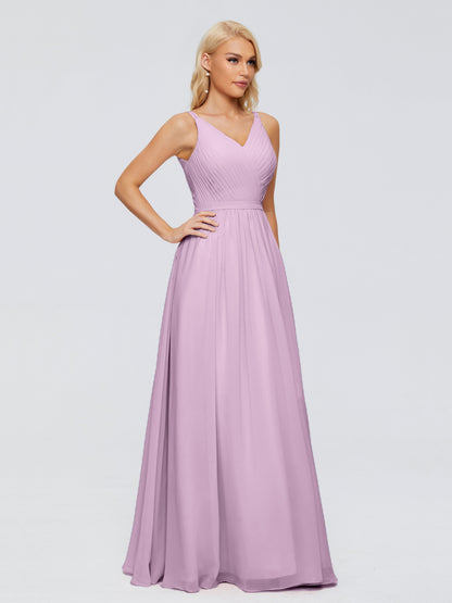 Morgan A-line V Neck Chiffon Bridesmaid Dresses