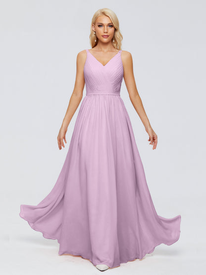 Morgan A-line V Neck Chiffon Bridesmaid Dresses
