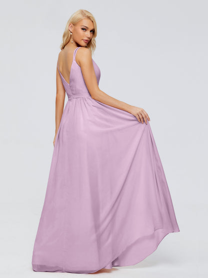 Morgan A-line V Neck Chiffon Bridesmaid Dresses