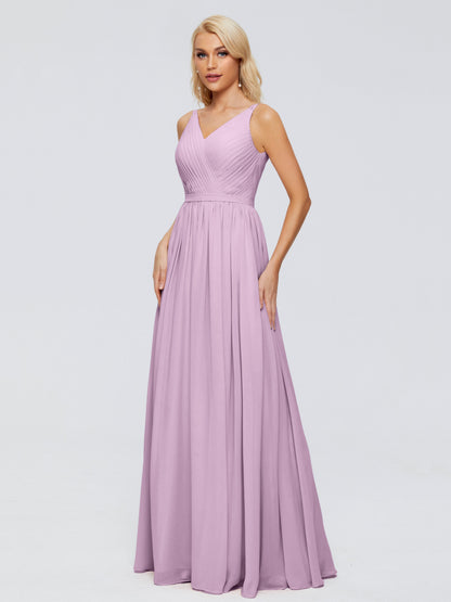 Morgan A-line V Neck Chiffon Bridesmaid Dresses