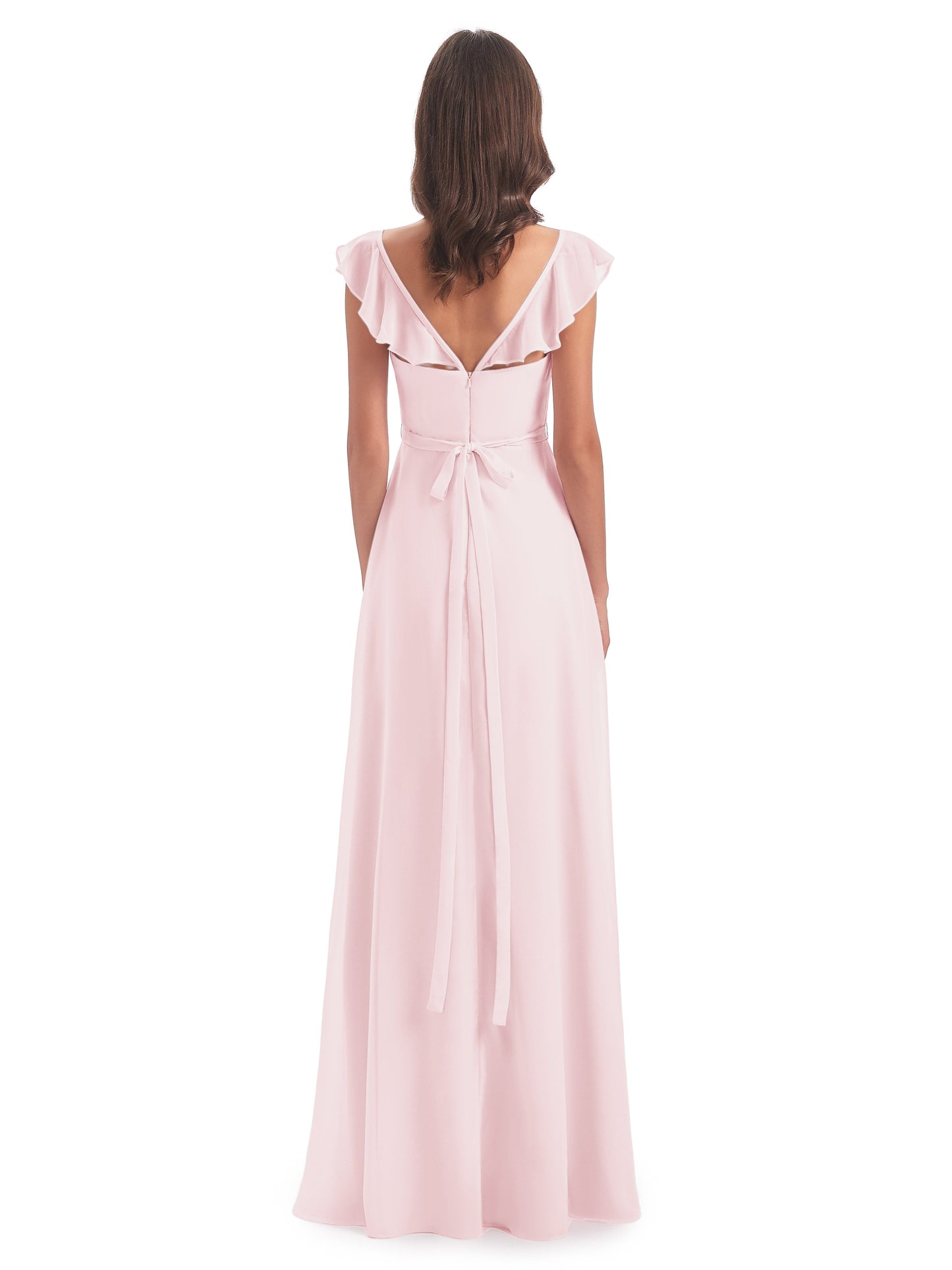 Mylah Sheath Cap Sleeves Split Chiffon Long Bridesmaid Dresses