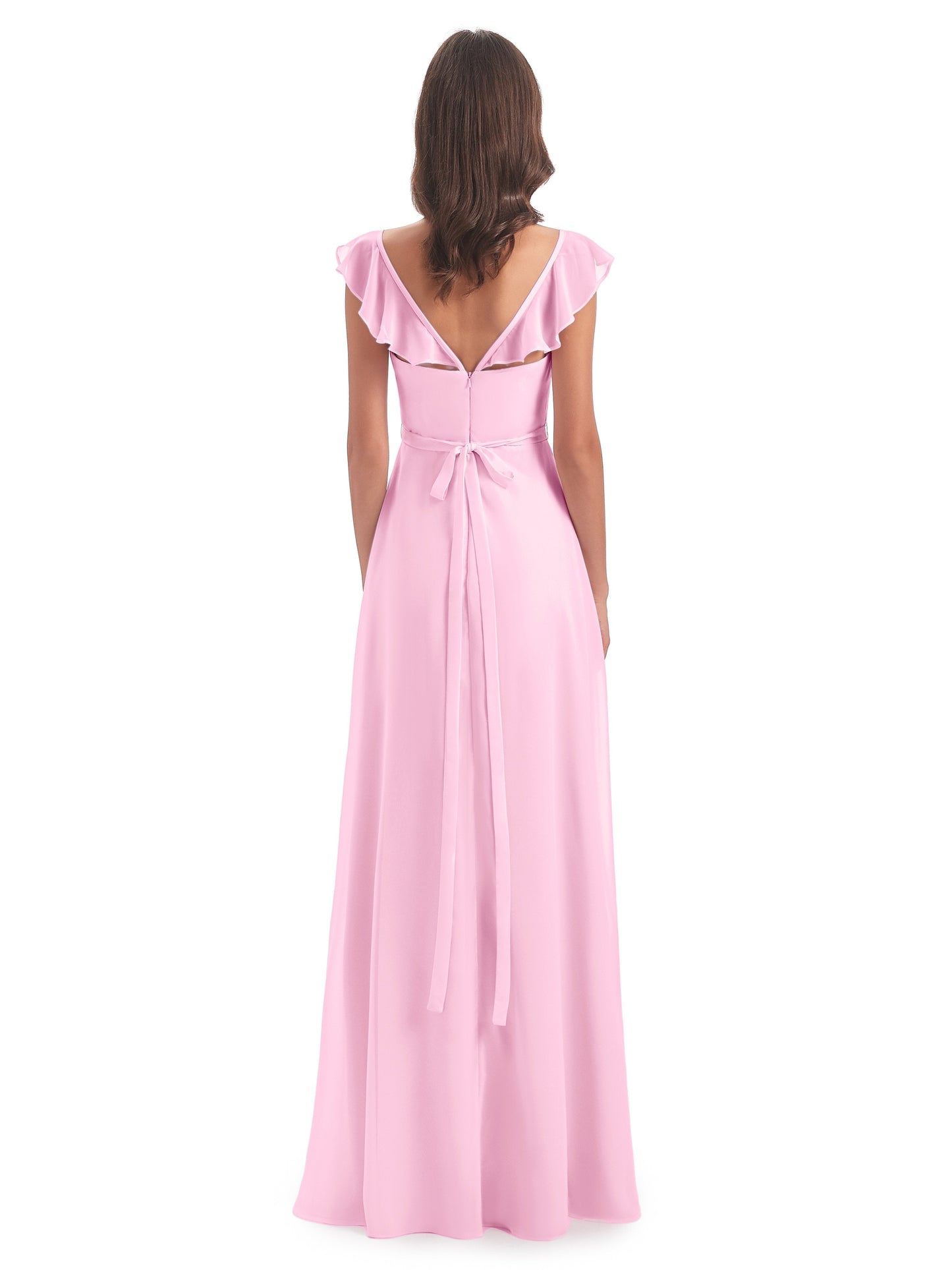 Mylah Sheath Cap Sleeves Split Chiffon Long Bridesmaid Dresses