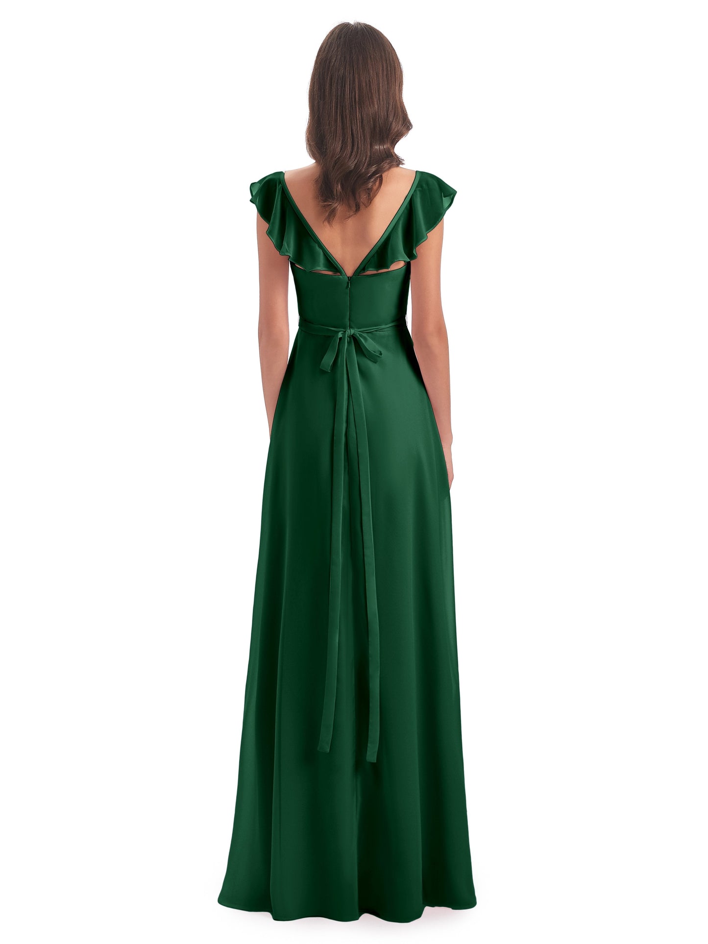 Mylah Sheath Cap Sleeves Split Chiffon Long Bridesmaid Dresses