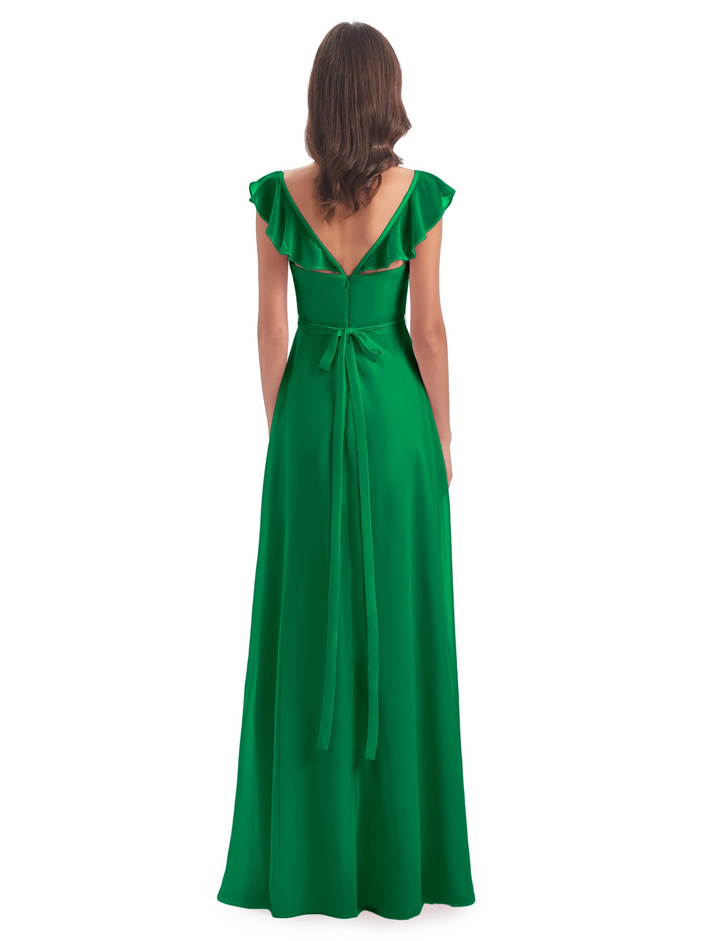 Mylah Sheath Cap Sleeves Split Chiffon Long Bridesmaid Dresses