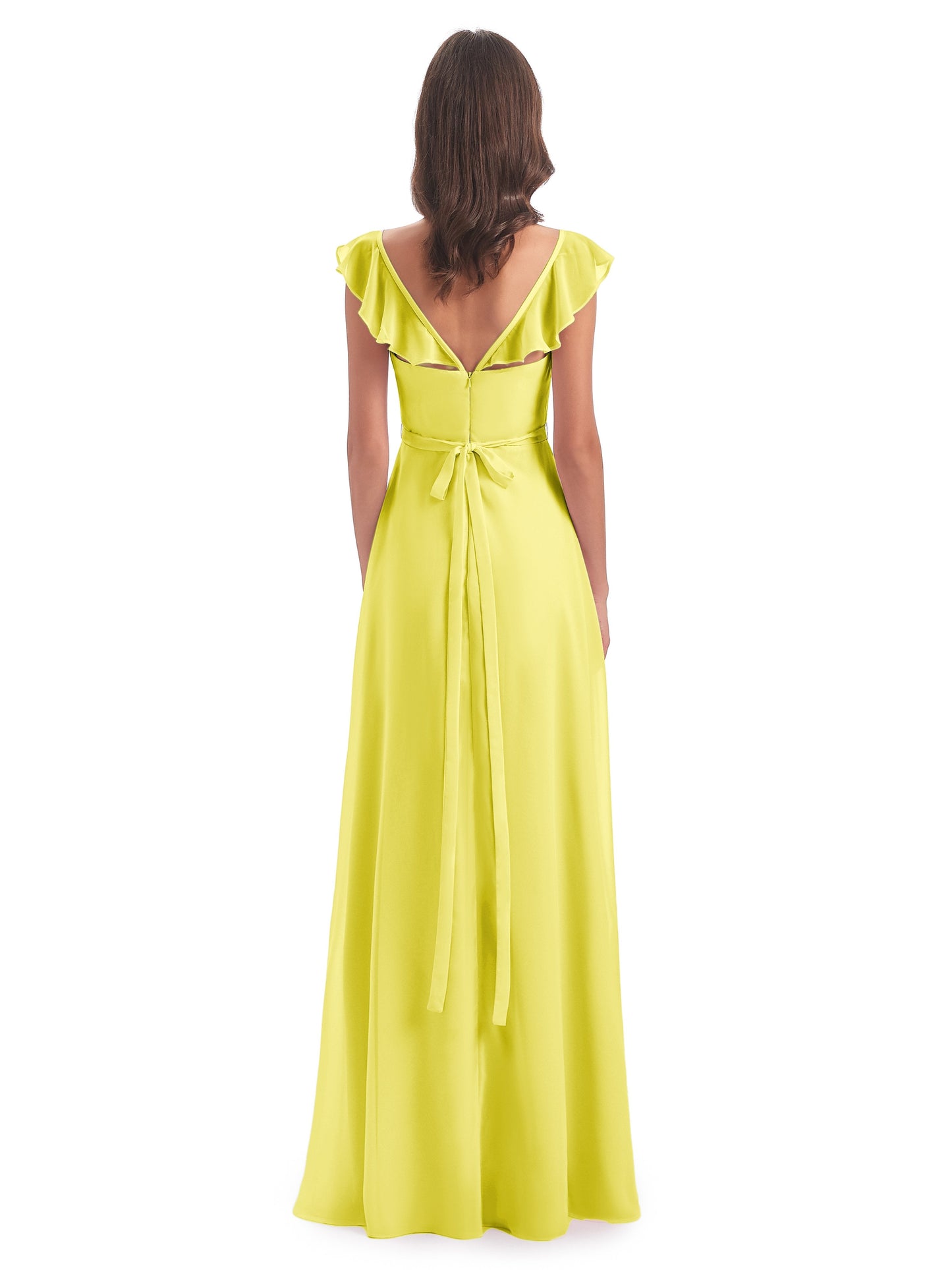 Mylah Sheath Cap Sleeves Split Chiffon Long Bridesmaid Dresses