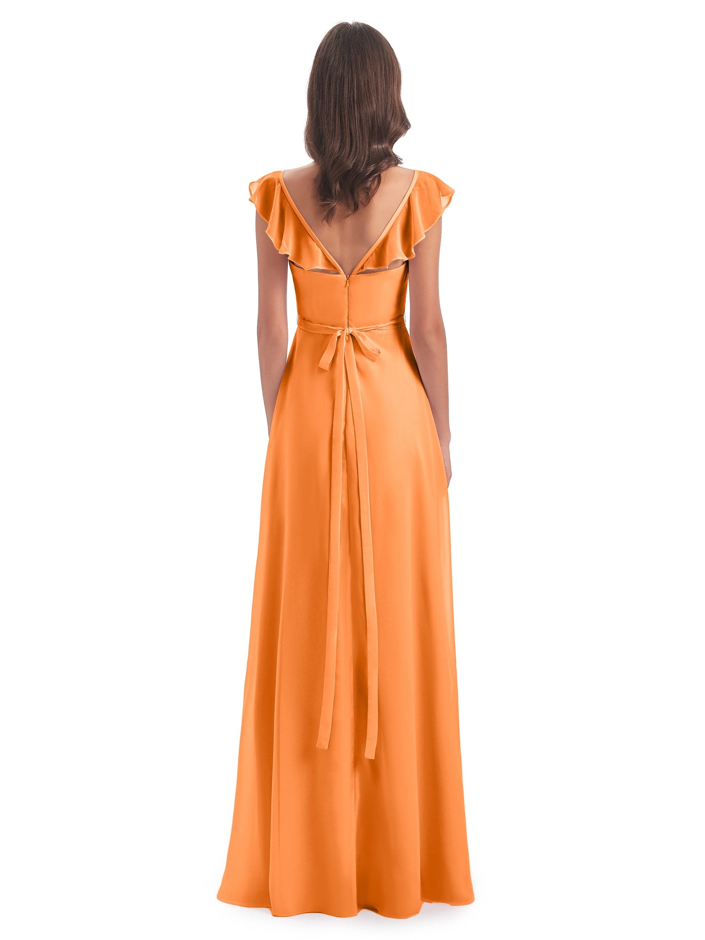 Mylah Sheath Cap Sleeves Split Chiffon Long Bridesmaid Dresses