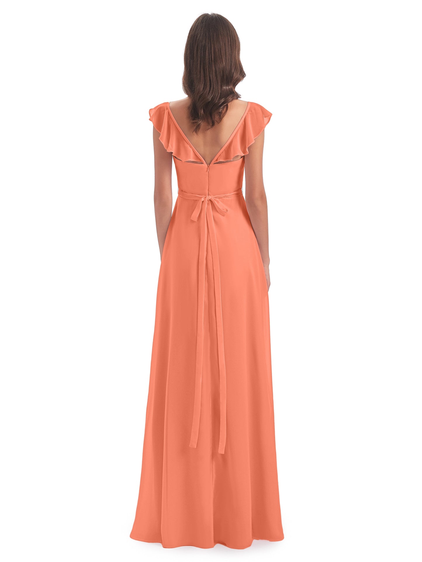 Mylah Sheath Cap Sleeves Split Chiffon Long Bridesmaid Dresses