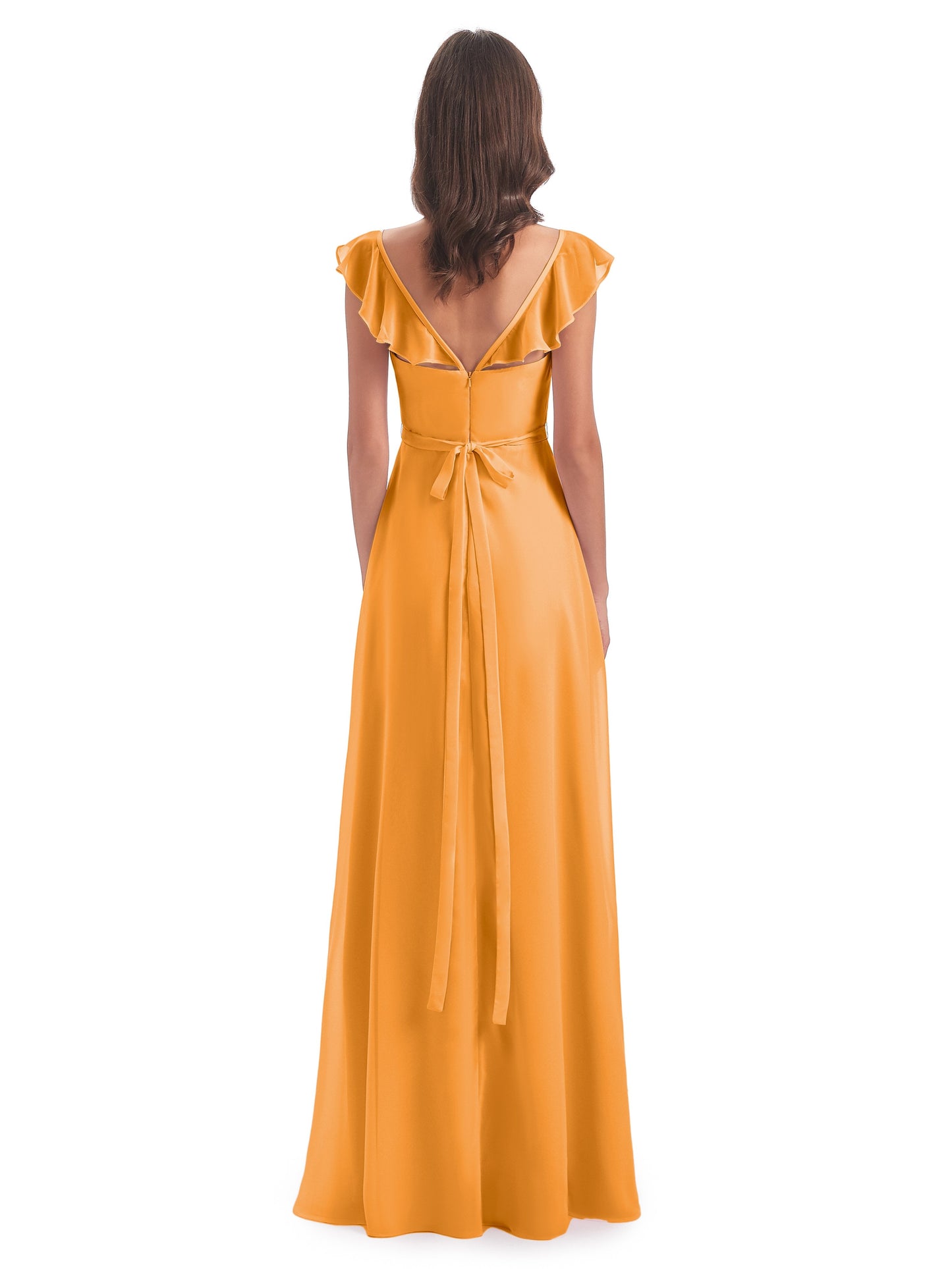 Mylah Sheath Cap Sleeves Split Chiffon Long Bridesmaid Dresses