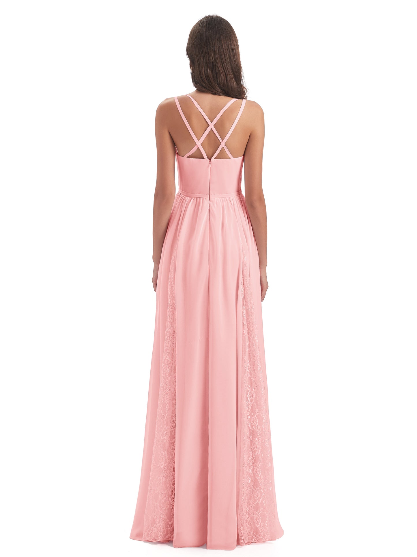 Nathalia Floor Length V-neck Chiffon Bridesmaid Dresses