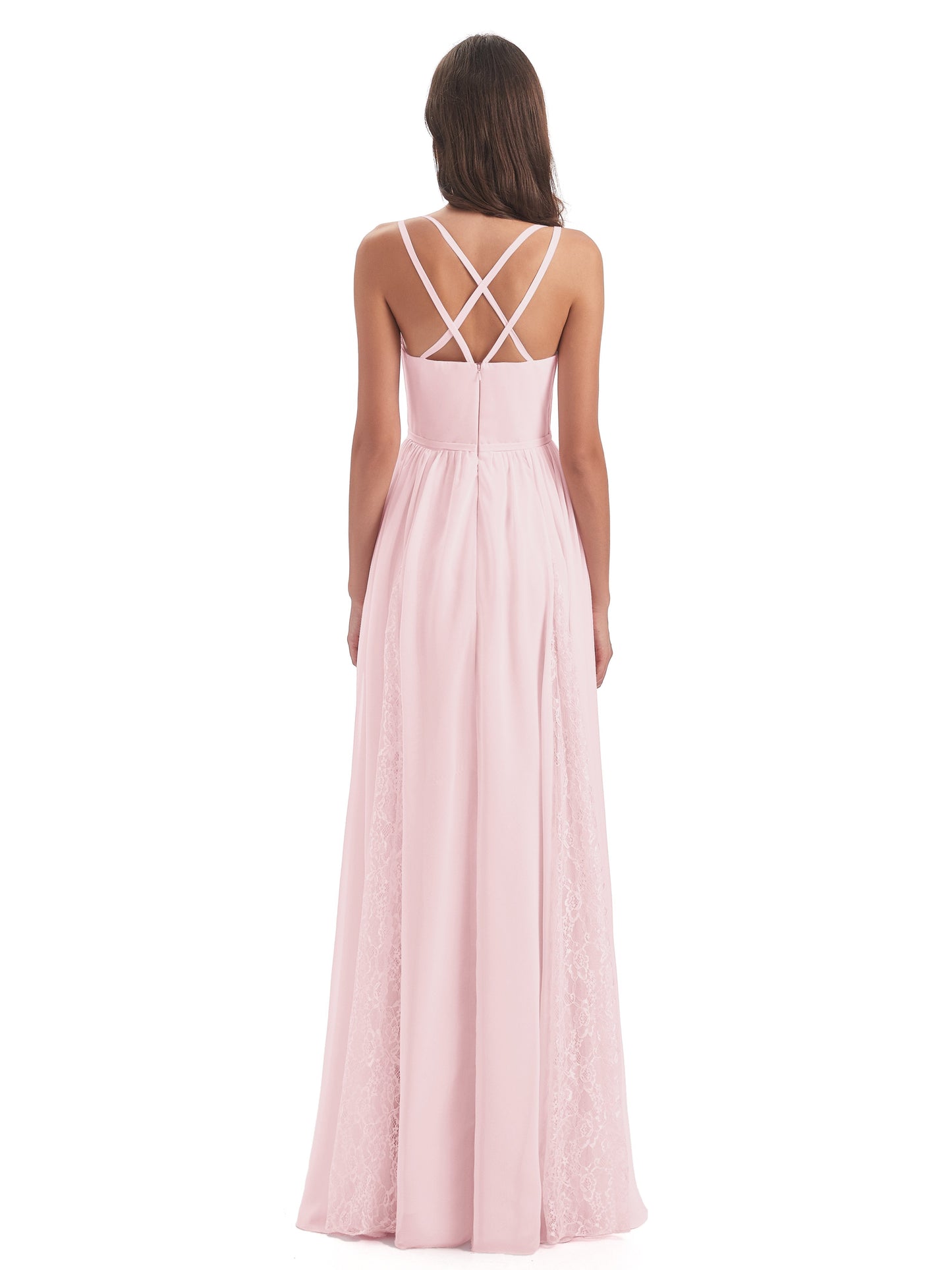 Nathalia Floor Length V-neck Chiffon Bridesmaid Dresses