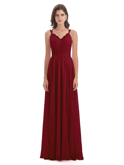 Nathalia Floor Length V-neck Chiffon Bridesmaid Dresses