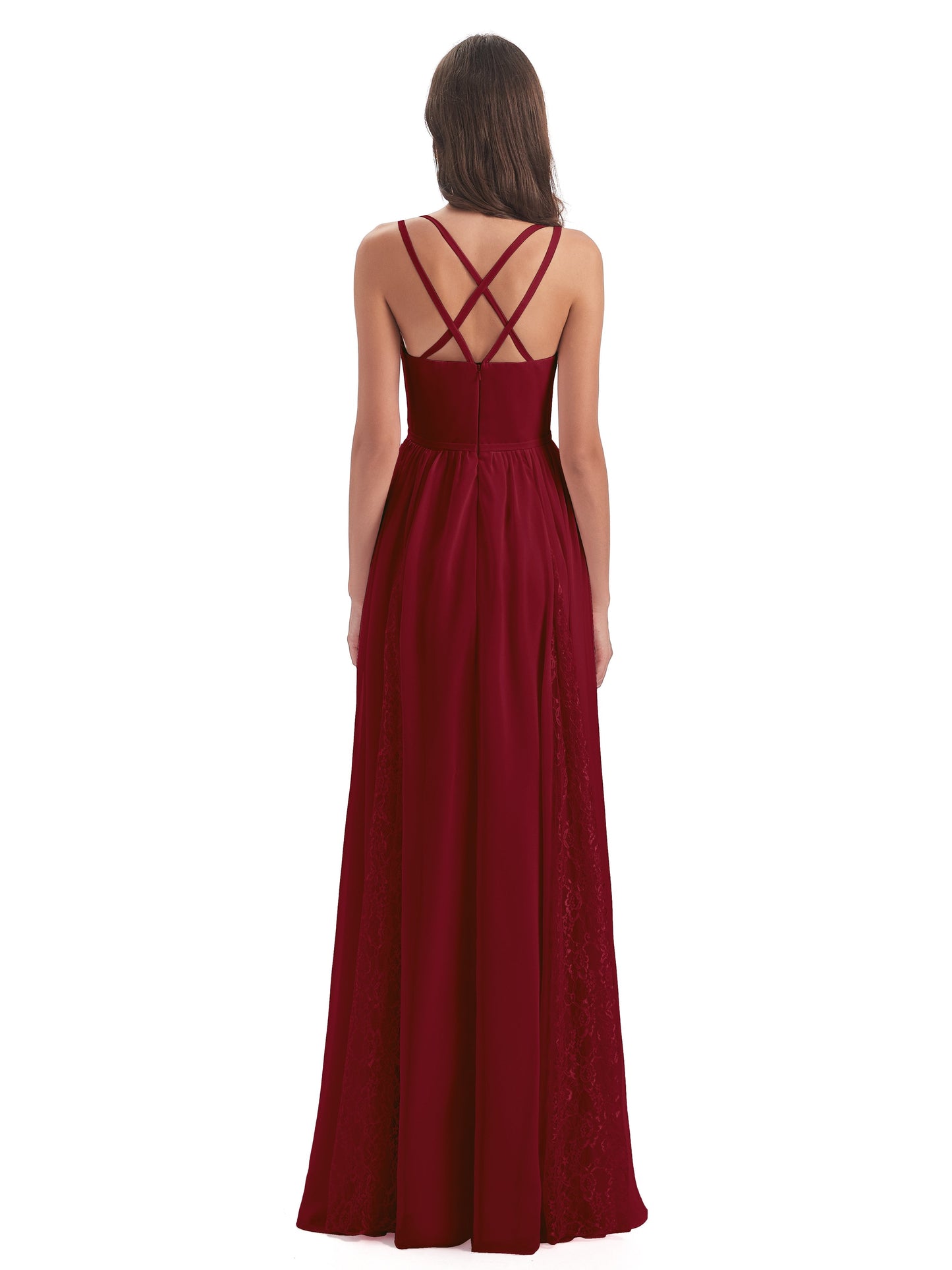 Nathalia Floor Length V-neck Chiffon Bridesmaid Dresses