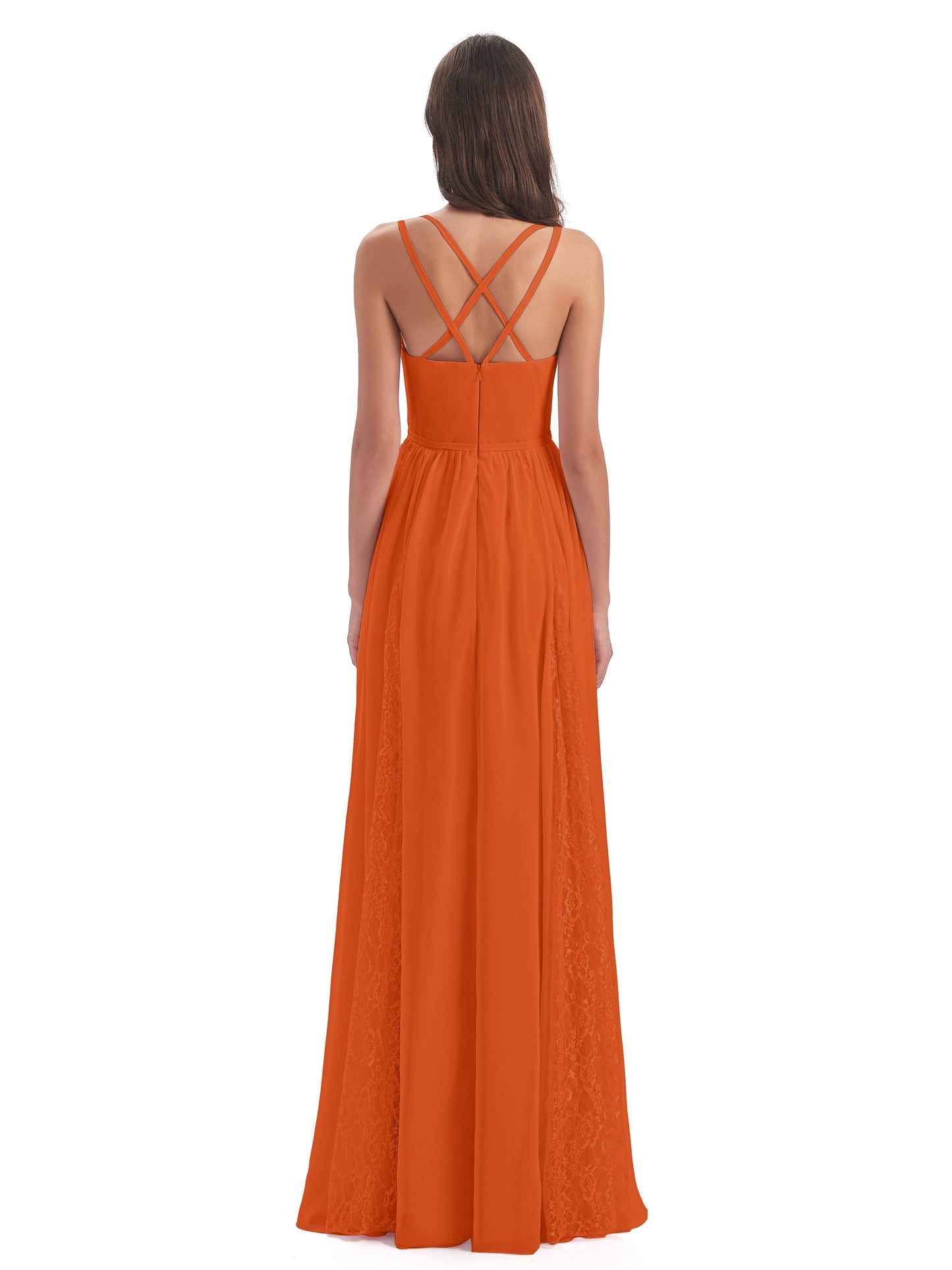 Nathalia Floor Length V-neck Chiffon Bridesmaid Dresses