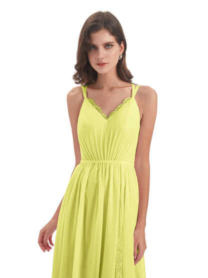 Nathalia Floor Length V-neck Chiffon Bridesmaid Dresses