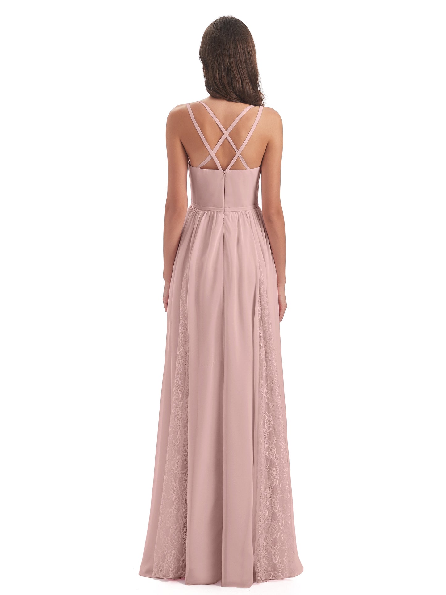 Nathalia Floor Length V-neck Chiffon Bridesmaid Dresses