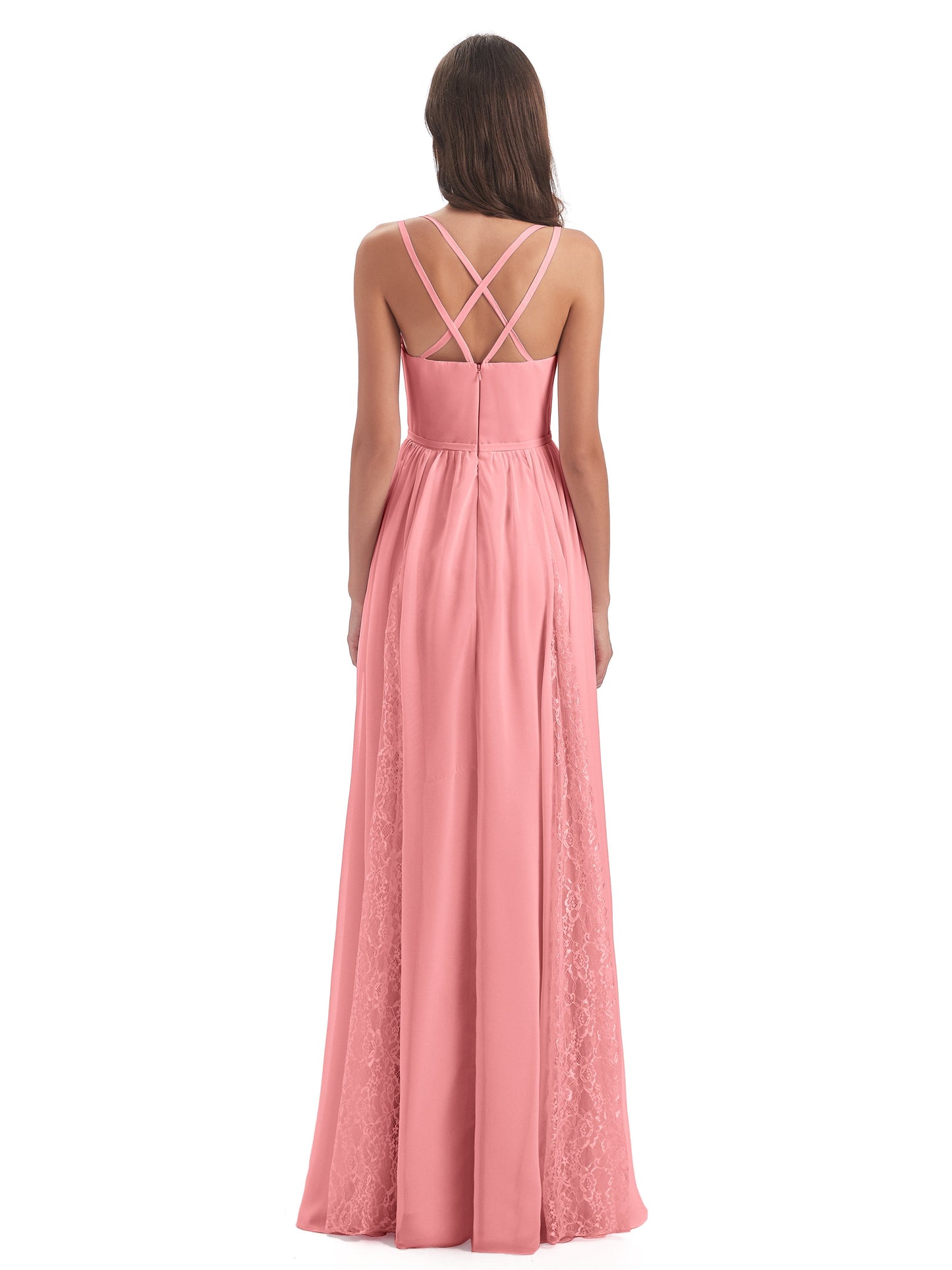 Nathalia Floor Length V-neck Chiffon Bridesmaid Dresses