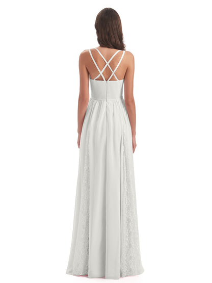 Nathalia Floor Length V-neck Chiffon Bridesmaid Dresses