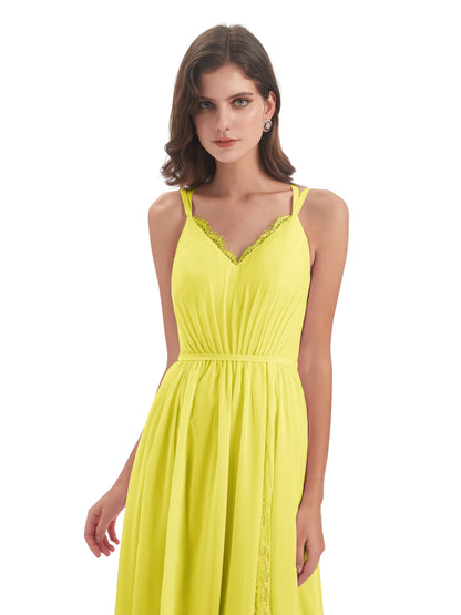 Nathalia Floor Length V-neck Chiffon Bridesmaid Dresses
