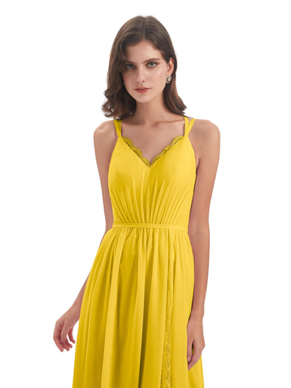 Nathalia Floor Length V-neck Chiffon Bridesmaid Dresses