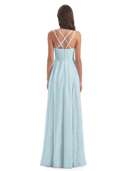 Nathalia Floor Length V-neck Chiffon Bridesmaid Dresses