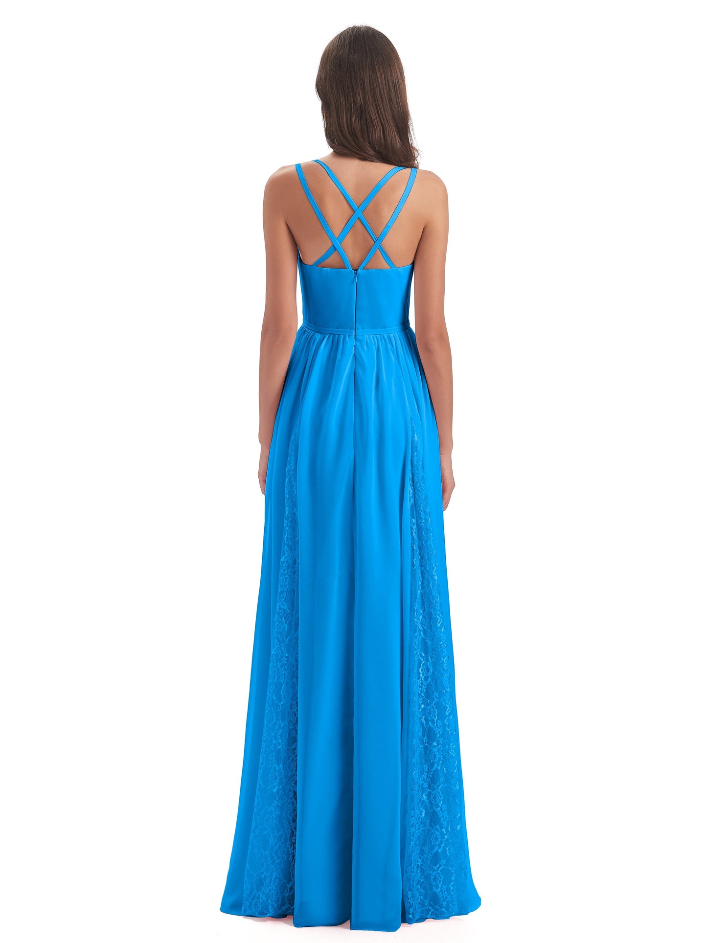 Nathalia Floor Length V-neck Chiffon Bridesmaid Dresses