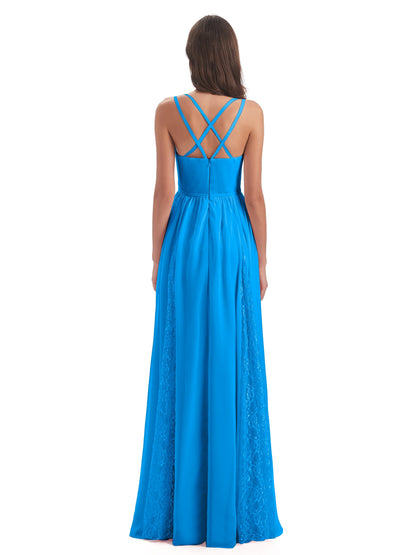 Nathalia Floor Length V-neck Chiffon Bridesmaid Dresses