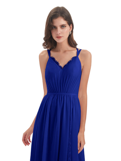 Nathalia Floor Length V-neck Chiffon Bridesmaid Dresses
