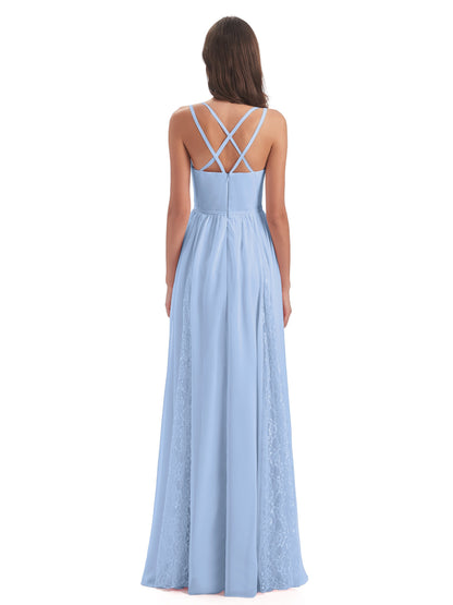 Nathalia Floor Length V-neck Chiffon Bridesmaid Dresses
