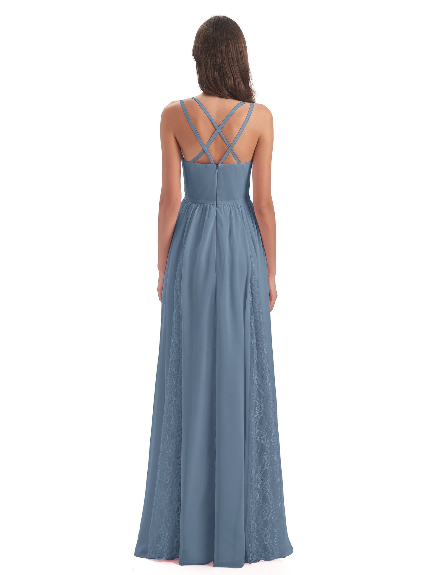 Nathalia Floor Length V-neck Chiffon Bridesmaid Dresses