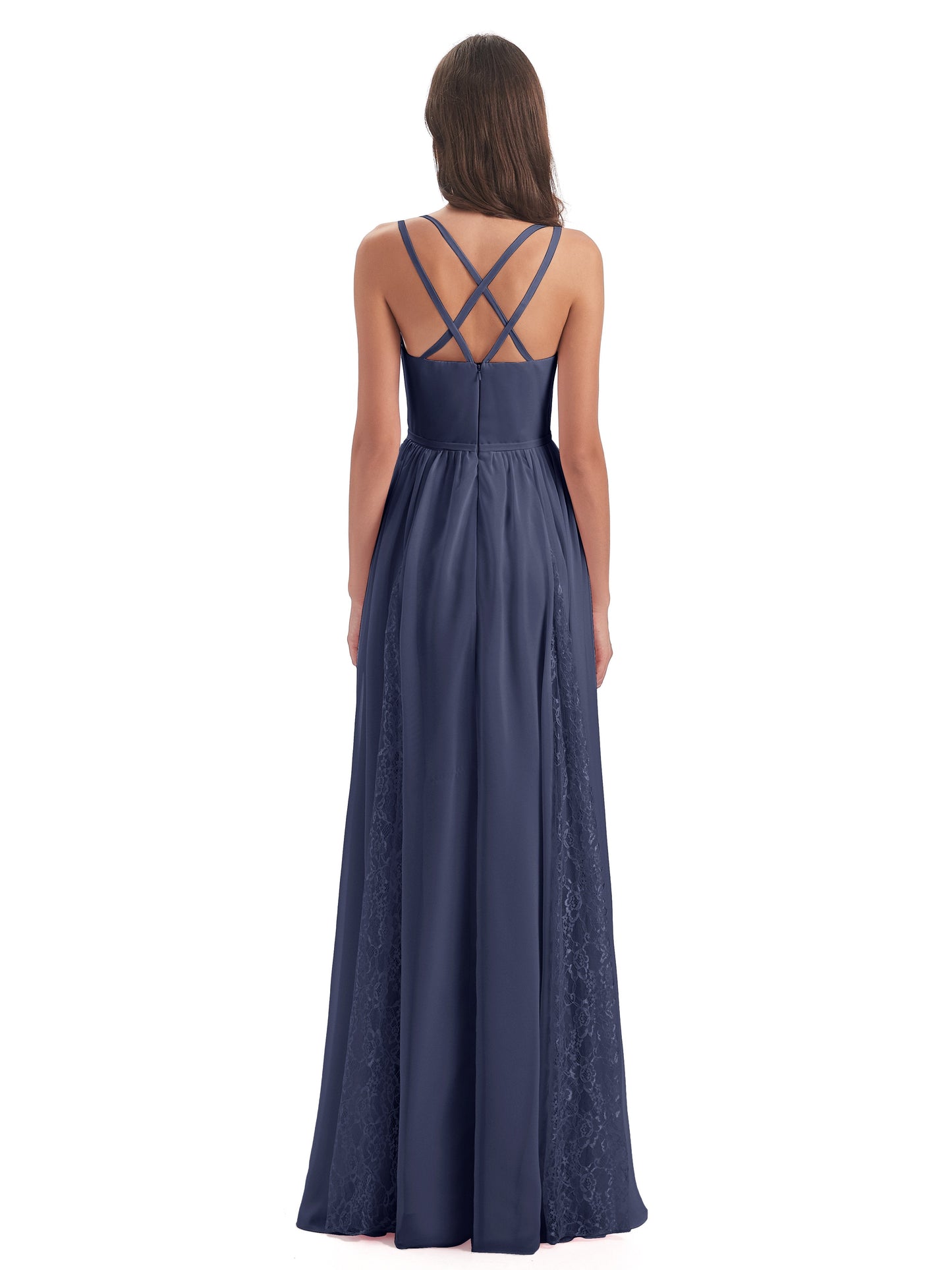 Nathalia Floor Length V-neck Chiffon Bridesmaid Dresses