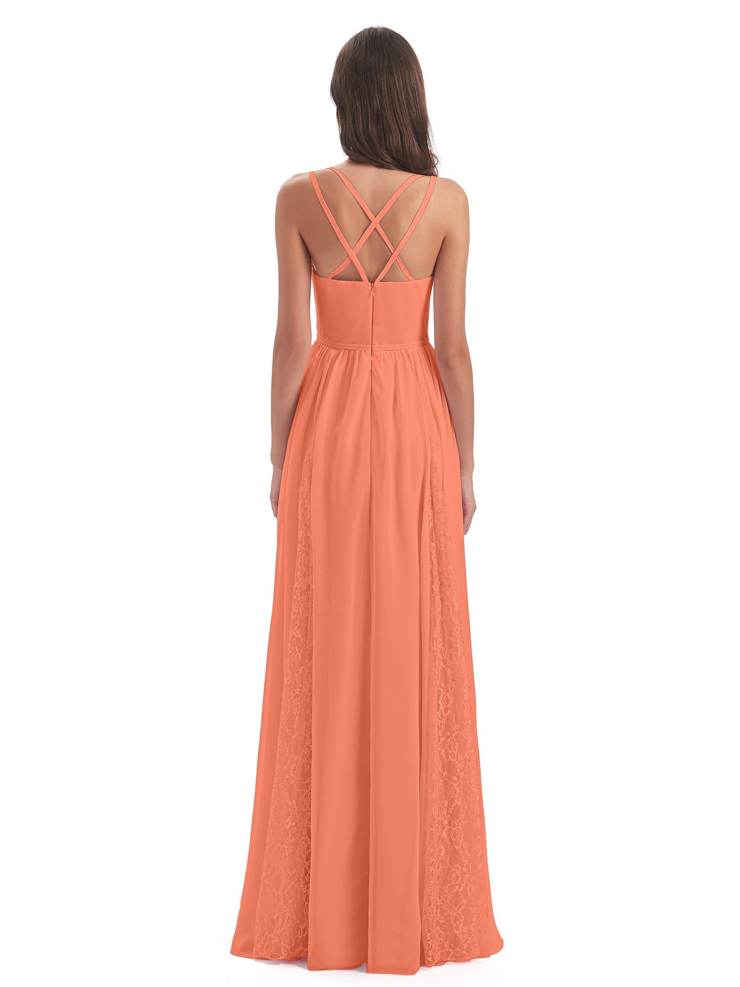 Nathalia Floor Length V-neck Chiffon Bridesmaid Dresses