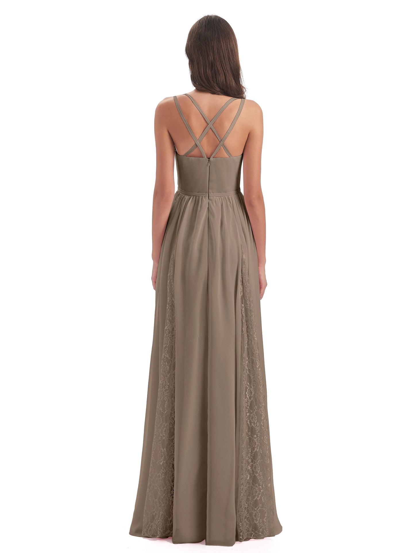 Nathalia Floor Length V-neck Chiffon Bridesmaid Dresses