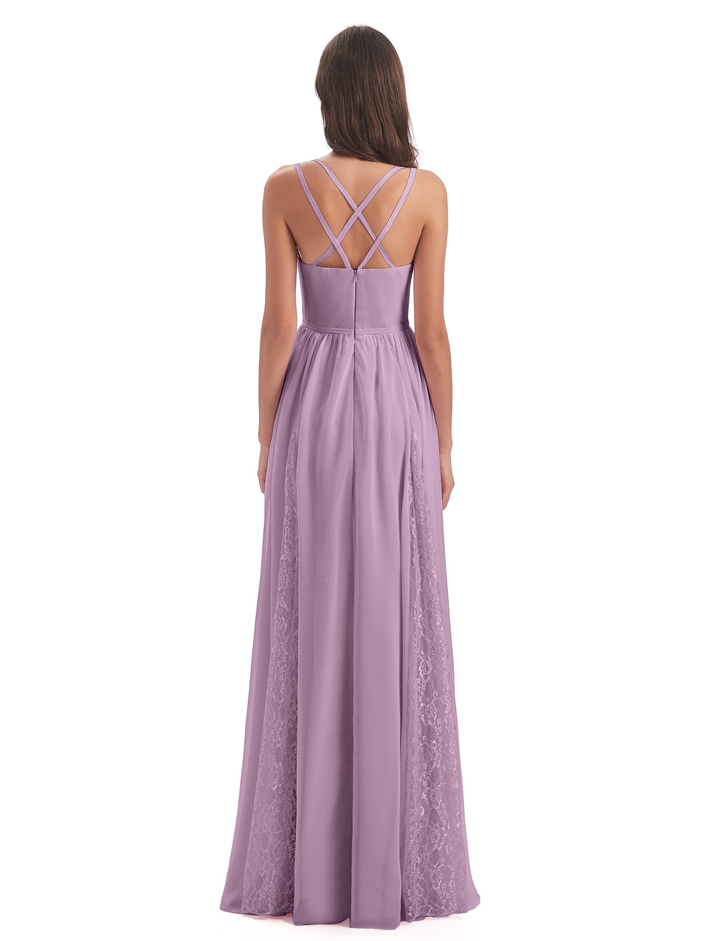 Nathalia Floor Length V-neck Chiffon Bridesmaid Dresses