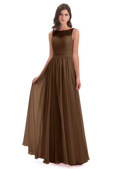 Naya Floor Length Illusion Lace Bridesmaid Dresses