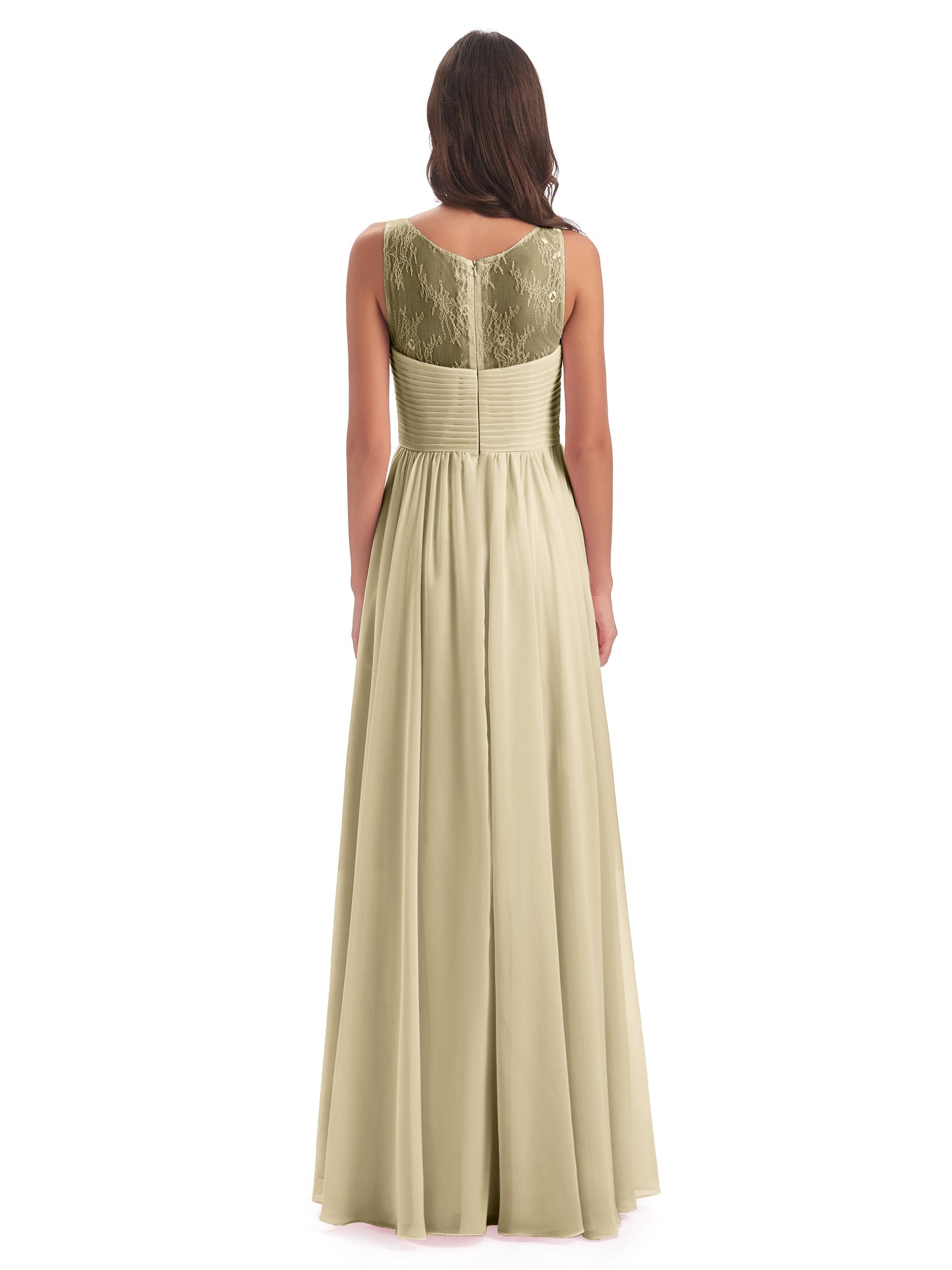 Naya Floor Length Illusion Lace Bridesmaid Dresses