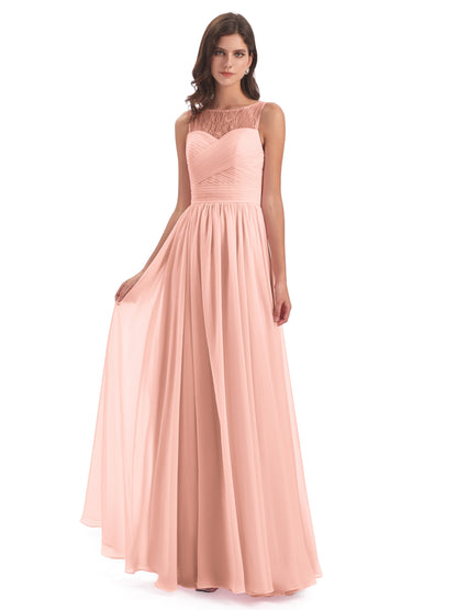 Naya Floor Length Illusion Lace Bridesmaid Dresses