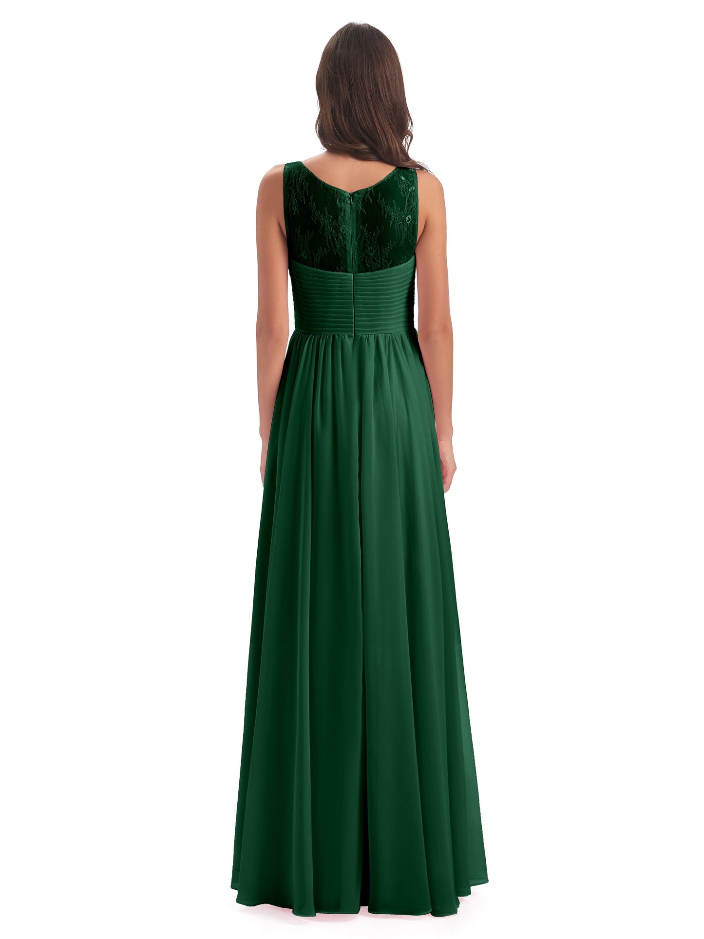 Naya Floor Length Illusion Lace Bridesmaid Dresses