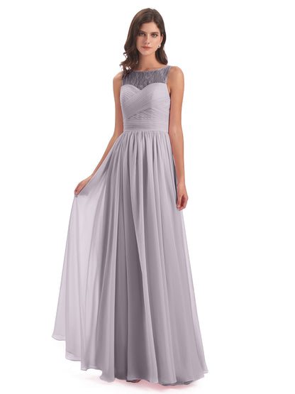 Naya Floor Length Illusion Lace Bridesmaid Dresses